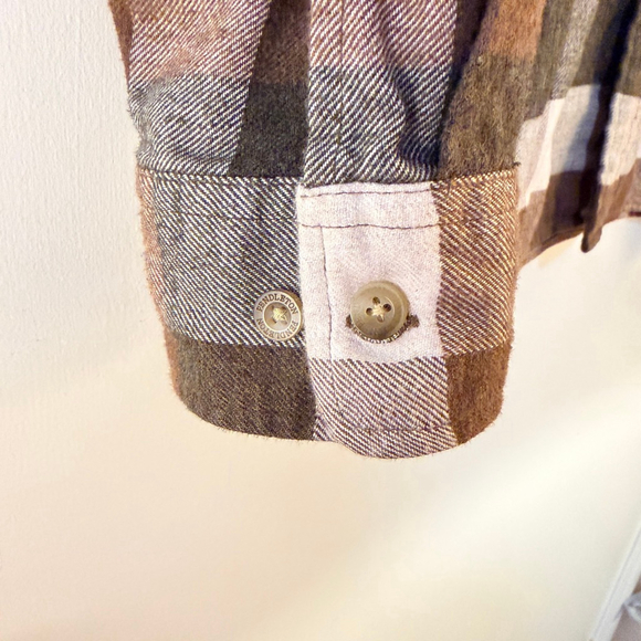 Pendleton Brown White Plaid Cotton Flannel Shirt XXL b14 - Picture 9 of 13